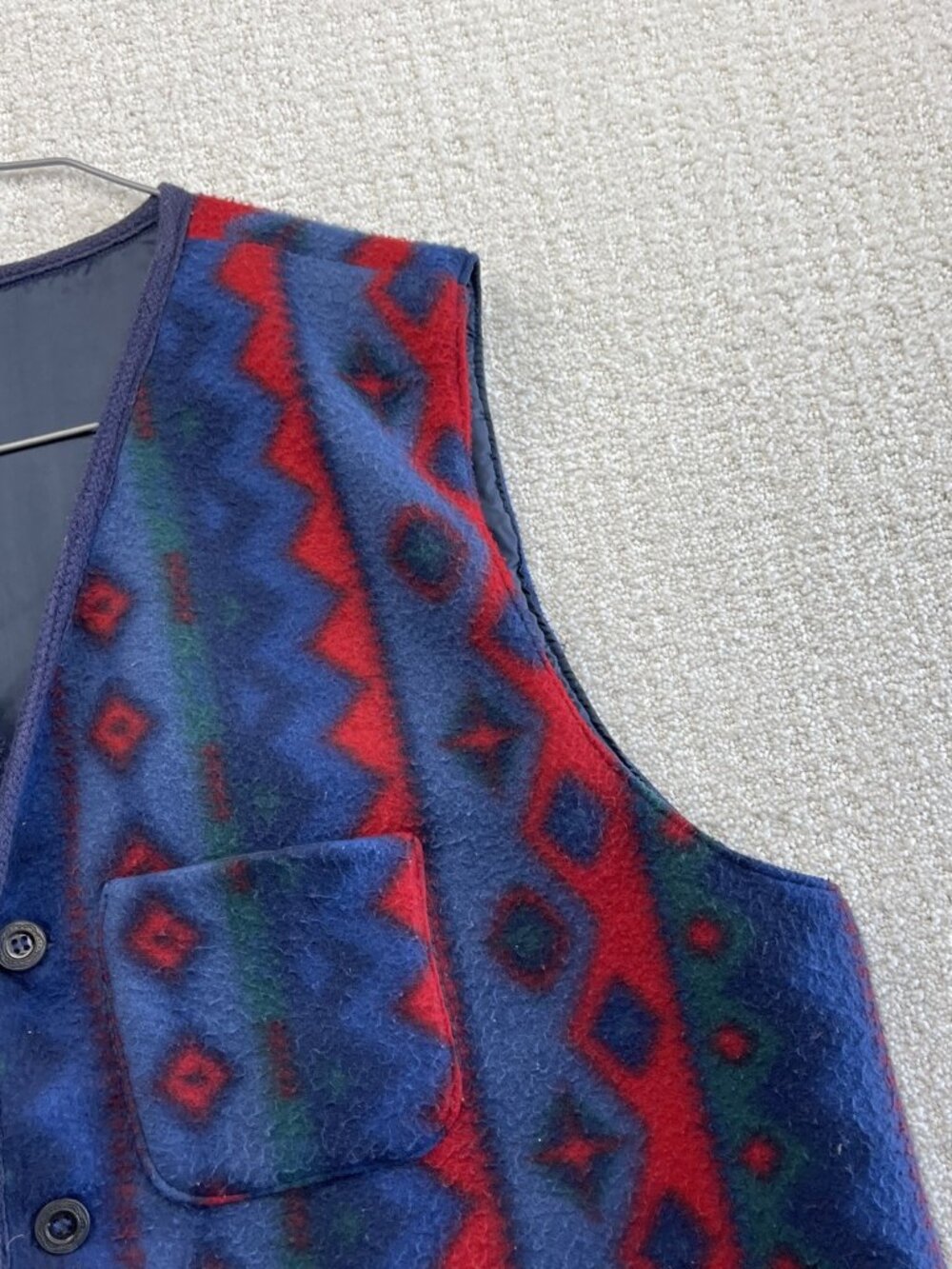 Vintage 90's Fleece Vest Aztec / Southwestern Navajo Outdoor Gorpcore Men Read - Picture 3 of 8